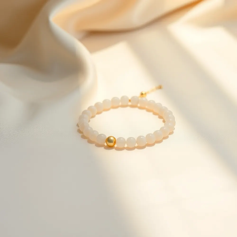 Pierre de Lune — MiMZEI, bracelet pierre de lune & laiton doré